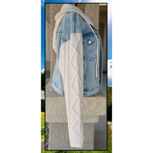 Blank NYC Denim and Knit Mixed Media Denim Jacket Size M - Picture 4 of 13